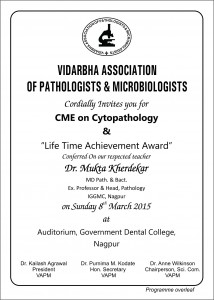 CME on Cytopathology with felicitation of our respected teacher Dr. Mukta Kherdekar with Life Time Achievement Award